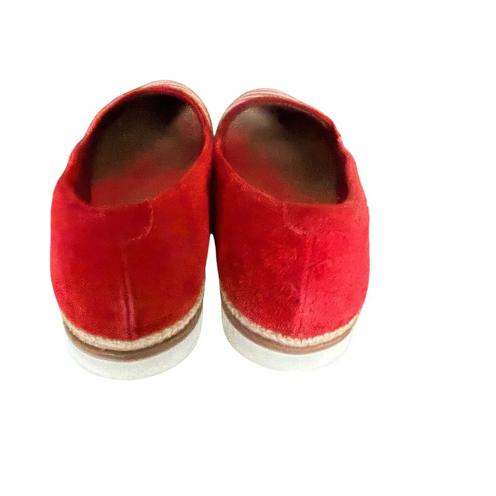 Clarks Red White Stripe Espadrille Slip On‎ Flats Womens Size 9 comfort